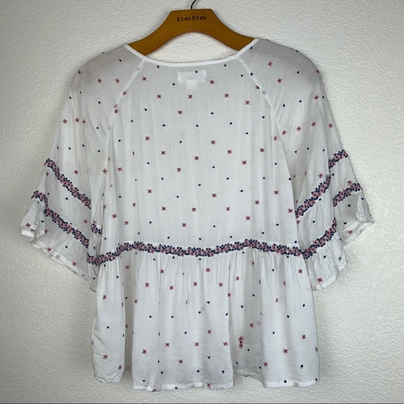Anthro Velvet Graham Spencer Embroidered Ditzy Floral Babydoll Blouse Top - Picture 6 of 14